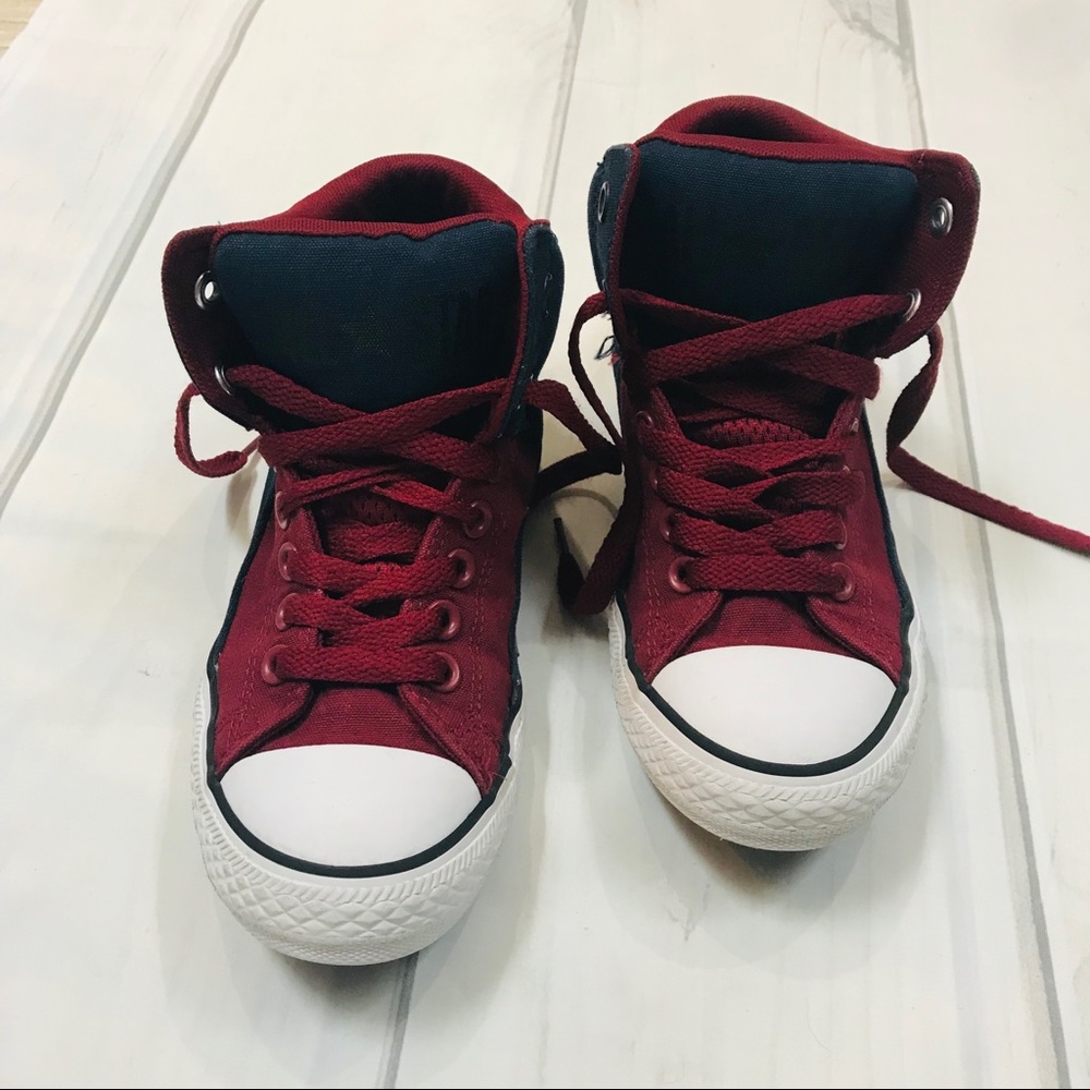 Converse All Star Maroon Blue High Top Boys 4